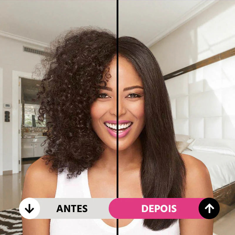 A melhor escova alisadora que faz o mesmo efeito de progressiva em segundos sem perder tempo e dinheiro com horas no salão de beleza. São 5 funções em uma: Alisa, sela, modela, alinha e anti frizz.